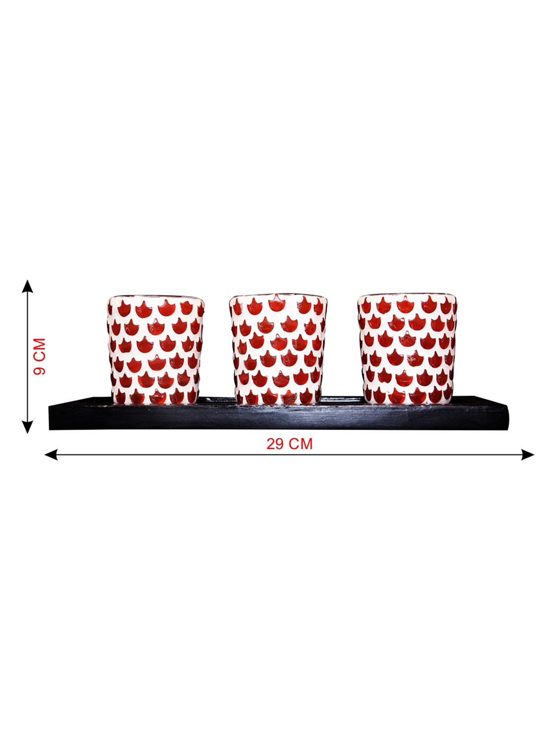 hand crafted glass votives with wooden tray - 15614373 - Zoom Image - 3