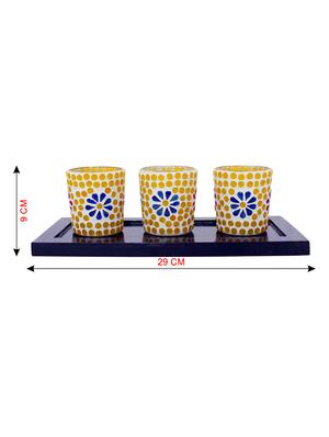 Hand Crafted Glass Votives with wooden Tray - 15614374 - Standard Image - 3