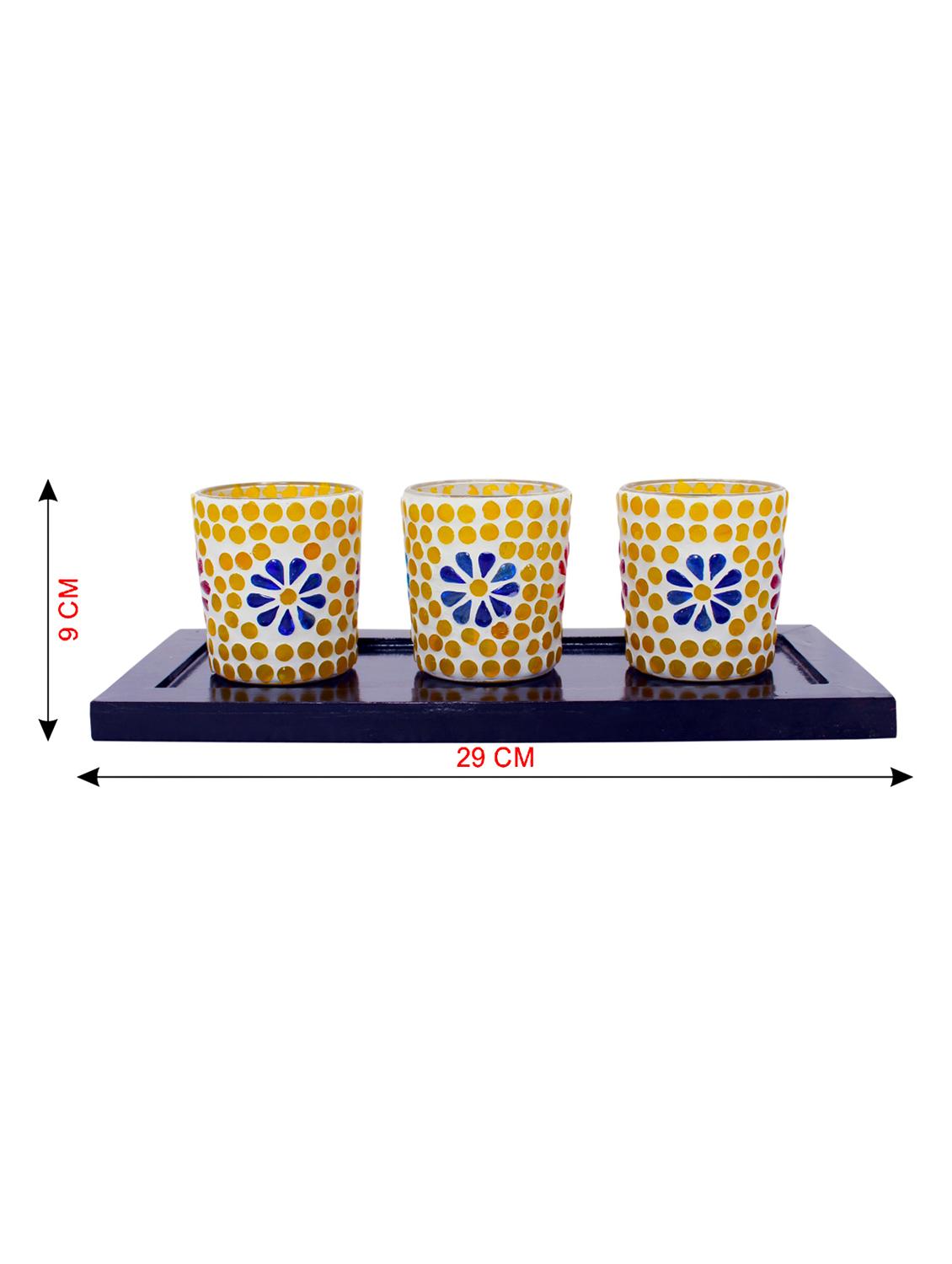 Hand Crafted Glass Votives with wooden Tray - 15614374 - Zoom Image - 3