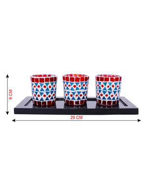 Hand Crafted Glass Votives with wooden Tray - 15614375 - Standard Image - 3