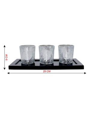 Hand Crafted Glass Votives with wooden Tray - 15614376 - Standard Image - 3
