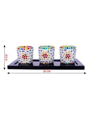 Hand Crafted Glass Votives with wooden Tray - 15614379 - Standard Image - 3