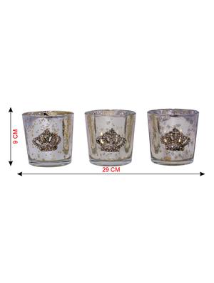 Hand Crafted Glass Votives with Silver Coated Broach - 15614380 - Standard Image - 3