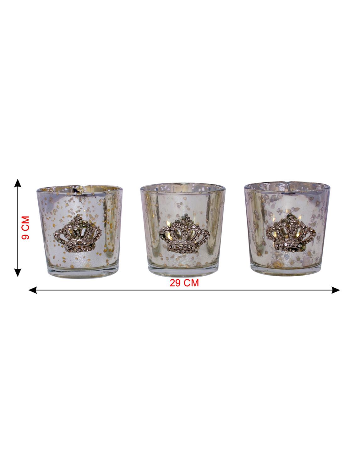 Hand Crafted Glass Votives with Silver Coated Broach - 15614380 - Zoom Image - 3