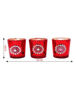 Hand Crafted Glass Votives with Silver Coated Broach - 15614381 - Standard Image - 3