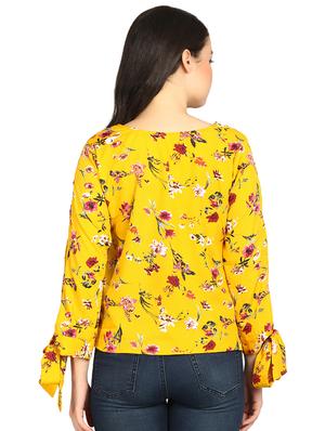 side tie up slit sleeved floral top - 15614649 - Standard Image - 3
