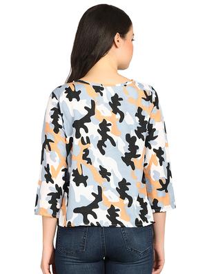 boat neck camouflage print top - 15614652 - Standard Image - 3