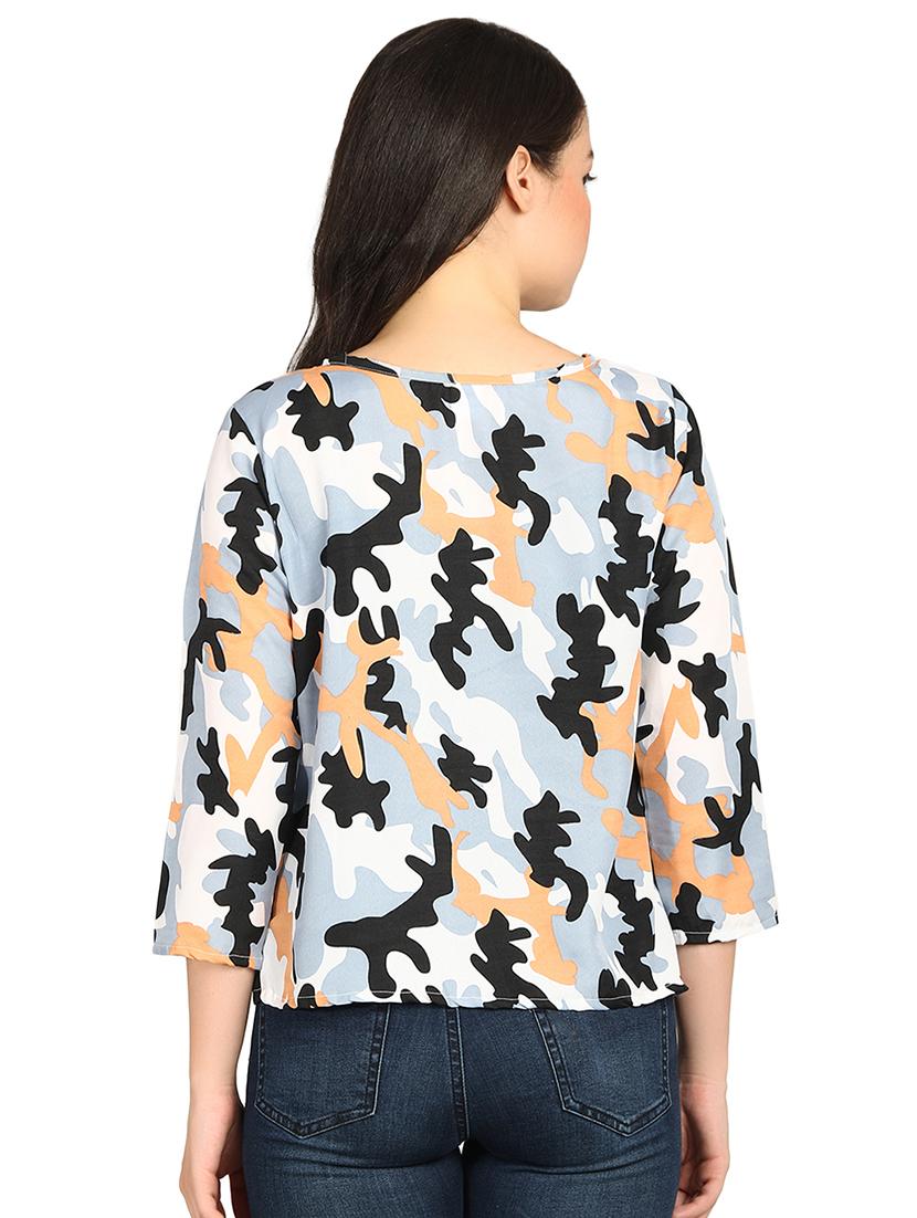 boat neck camouflage print top - 15614652 - Zoom Image - 3