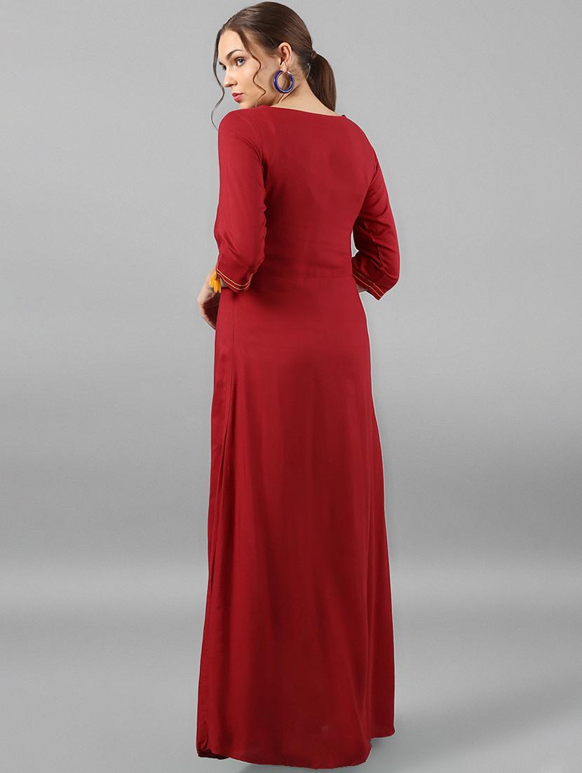 Rust a-line dress with tassels - 15614659 - Zoom Image - 3