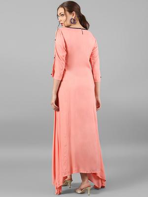 peach assymetric dress - 15614666 - Standard Image - 3