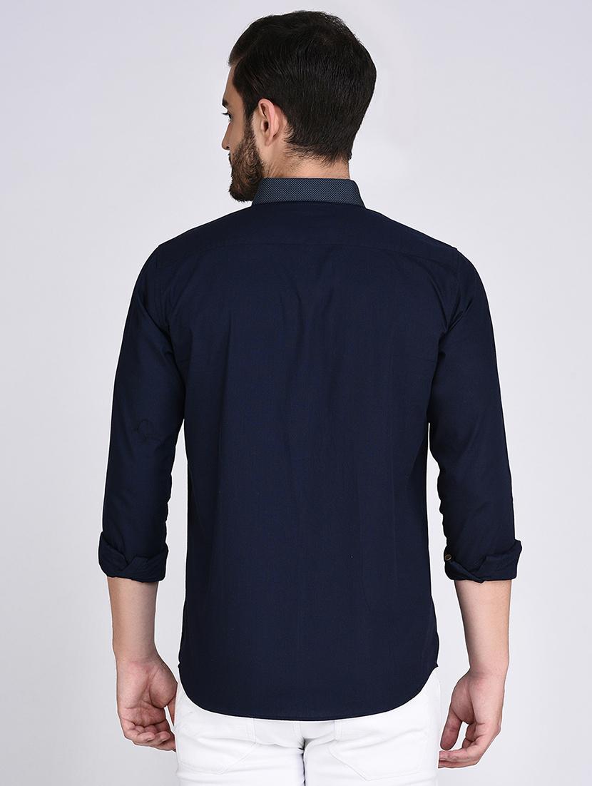 navy blue cotton casual shirt - 15614737 - Zoom Image - 3