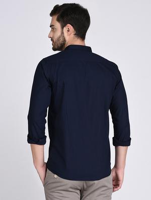 navy blue cotton casual shirt - 15614739 - Standard Image - 3