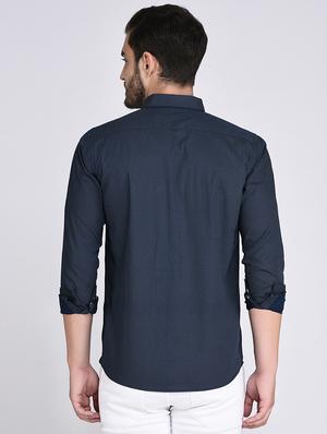 navy blue cotton casual shirt - 15614740 - Standard Image - 3