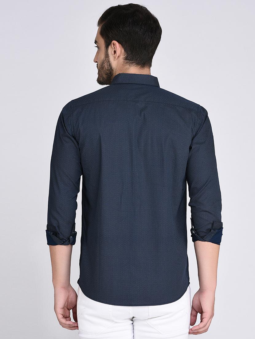 navy blue cotton casual shirt - 15614740 - Zoom Image - 3
