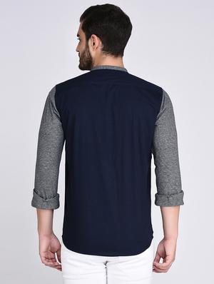 blue cotton casual shirt - 15614745 - Standard Image - 3