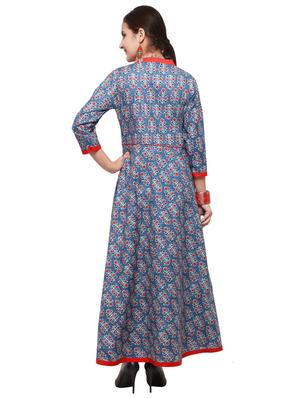 A-line printed piping kurta - 15614834 - Standard Image - 3
