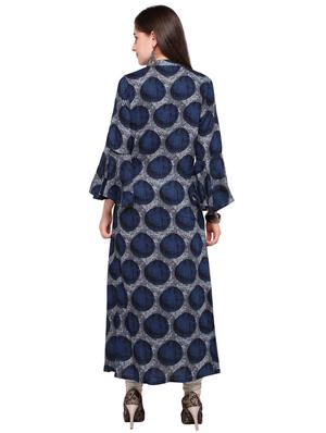 Indigo a-line bell sleeves kurta - 15614839 - Standard Image - 3