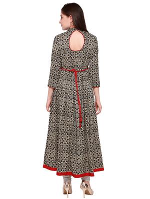 Flared printed key hole kurta - 15614840 - Standard Image - 3