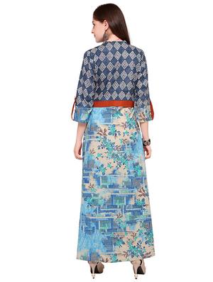 Printed high slit roll up kurta - 15614842 - Standard Image - 3