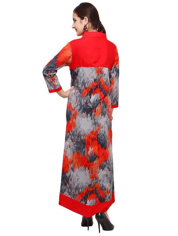Ikat a-line kurta with tassels - 15614845 - Zoom Image - 3
