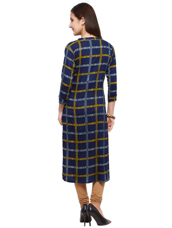 Straight checkered straight kurta - 15614862 - Zoom Image - 3
