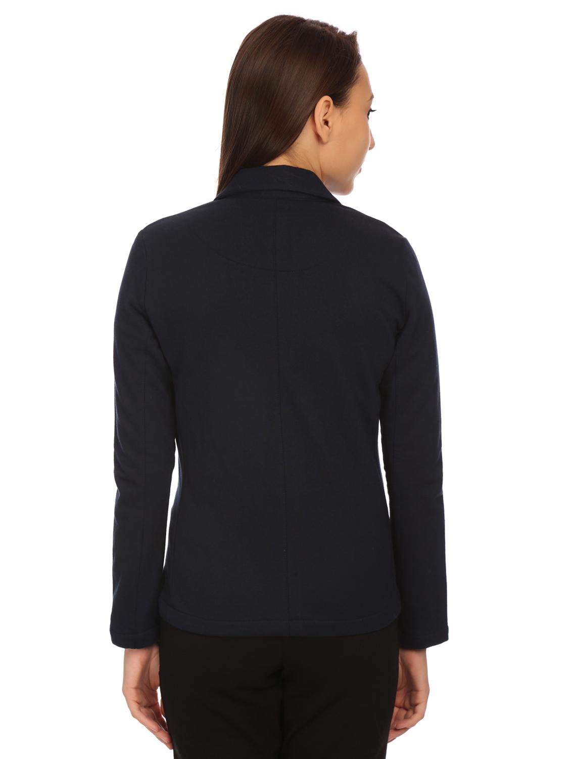 navy lapel neck solid blazer - 15614984 - Zoom Image - 3