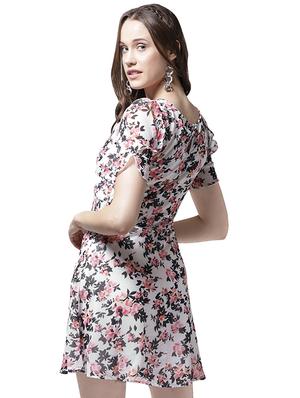 front overlap floral a-line dress - 15615395 - Standard Image - 3
