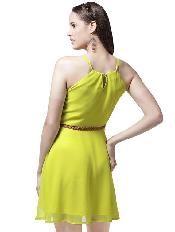 halter neck belted fit and flare dress - 15615397 - Zoom Image - 3