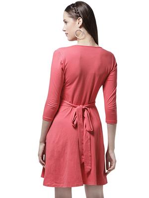 self tie waist front overlap dress - 15615405 - Standard Image - 3