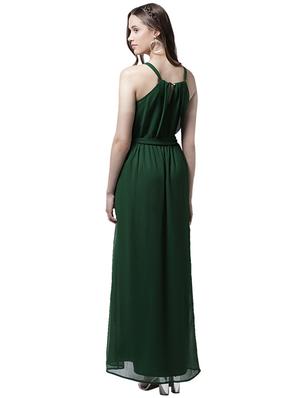 halter neck solid maxi dress - 15615410 - Standard Image - 3
