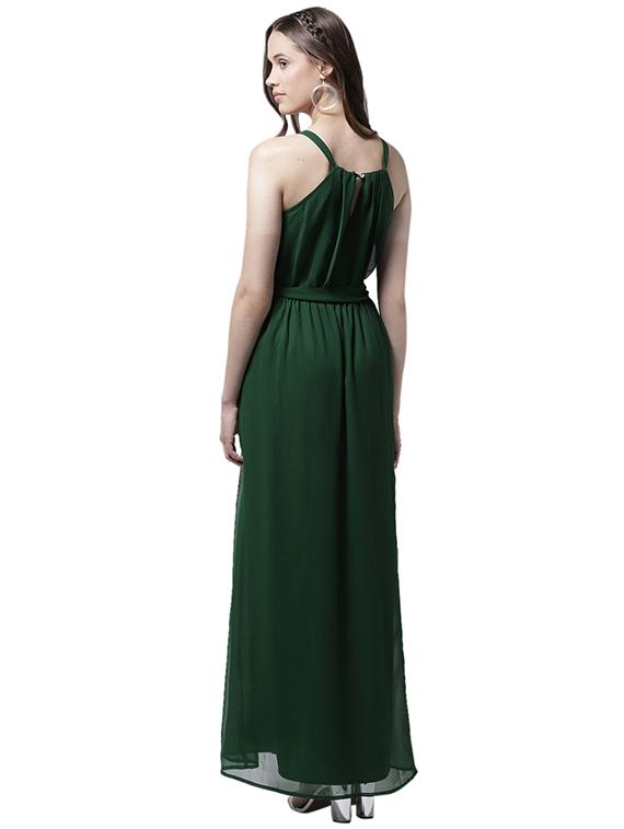 halter neck solid maxi dress - 15615410 - Zoom Image - 3