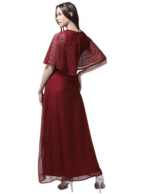 v neck laced overlay maxi dress - 15615418 - Standard Image - 3