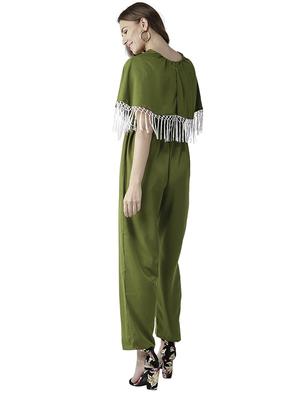 drawstring waist fringed hem overlay jumpsuit - 15615422 - Standard Image - 3