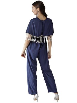 drawstring waist fringed hem overlay jumpsuit - 15615423 - Standard Image - 3