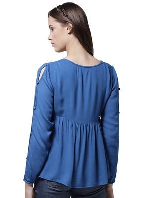 button closure sleeve gathered top - 15615434 - Standard Image - 3