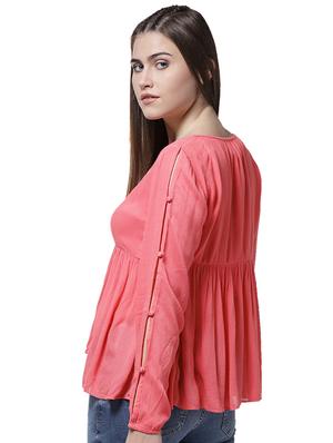 button closure sleeve gathered top - 15615435 - Standard Image - 3