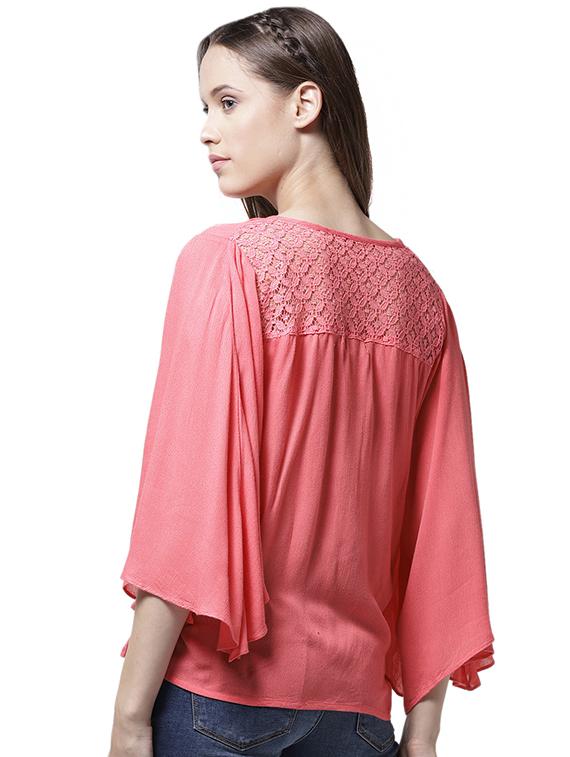 lace yoke pintuck detail top - 15615437 - Zoom Image - 3