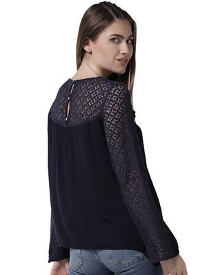 fringe detail lace paneled top - 15615439 - Standard Image - 3