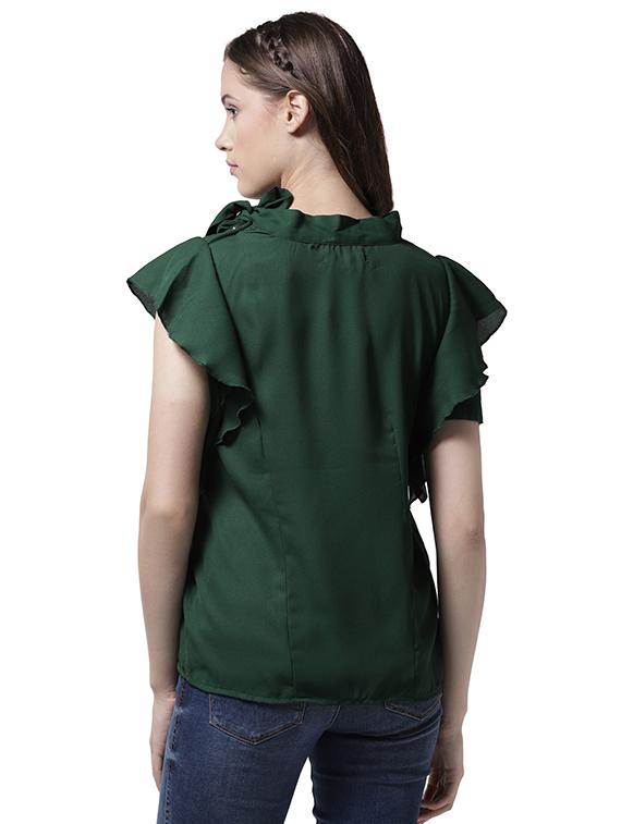 button detail flutter sleeve top - 15615441 - Zoom Image - 3