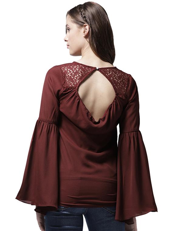 lace panel cutout back top - 15615444 - Zoom Image - 3