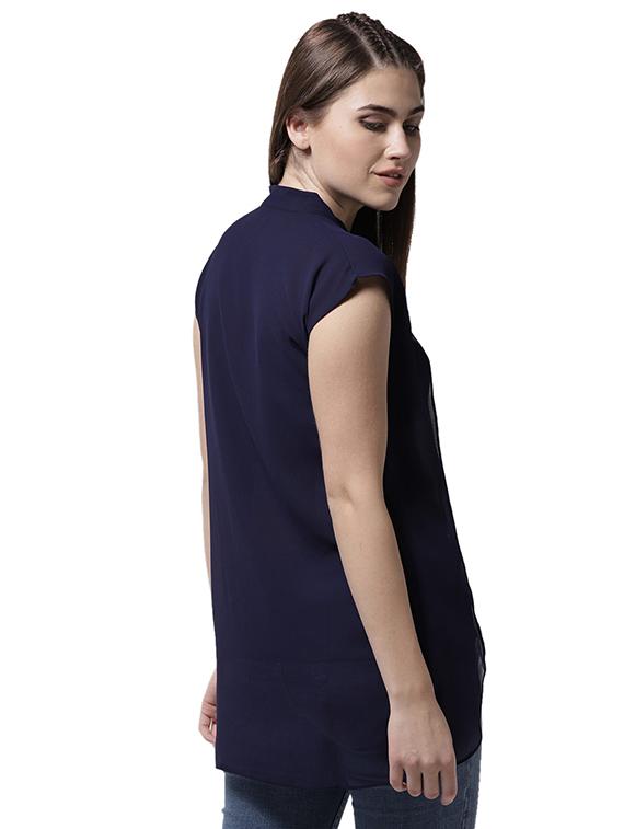 sheer button up asymmetric top - 15615447 - Zoom Image - 3