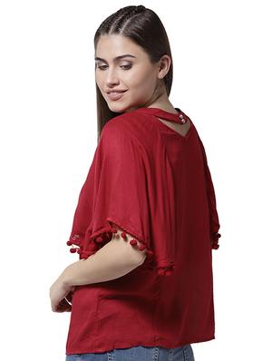 pom pom detail choker neck top - 15615450 - Standard Image - 3
