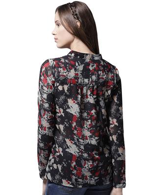 ruffled detail mandarin neck top - 15615452 - Standard Image - 3