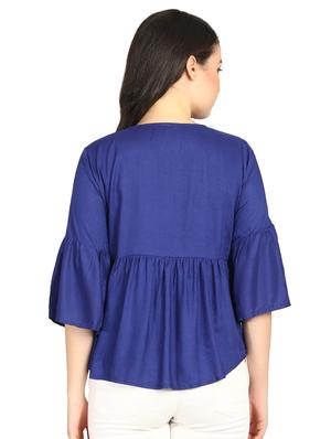 button detail gathered asymmetric top - 15615540 - Standard Image - 3