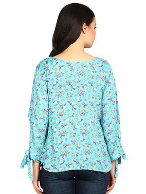 side tie up sleeved ditsy floral top - 15615541 - Standard Image - 3