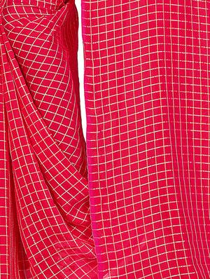 checkered woven saree with blouse - 15615580 - Standard Image - 3