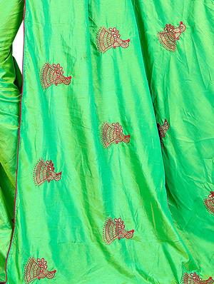conversational green embroidered saree with blouse - 15615584 - Standard Image - 3