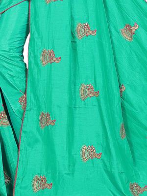conversational turquoise embroidered saree with blouse - 15615588 - Standard Image - 3