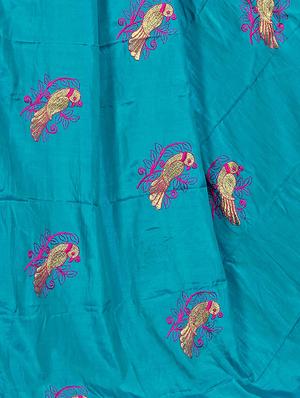 conversational blue embroidered saree with blouse - 15615589 - Standard Image - 3