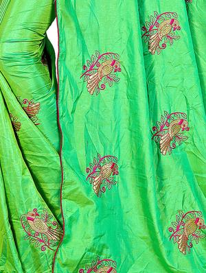 conversational green embroidered saree with blouse - 15615590 - Standard Image - 3